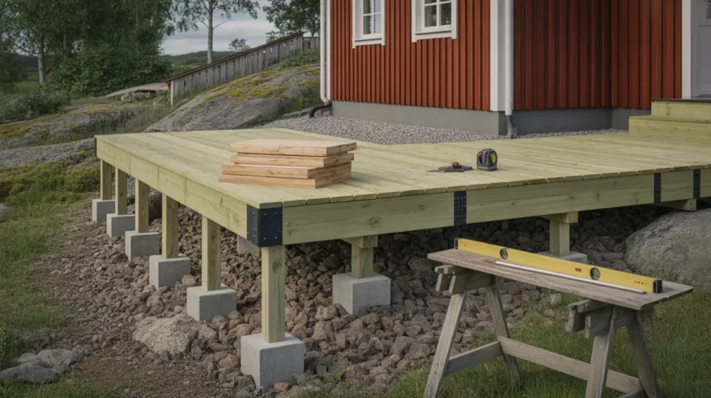 altan p sluttande tomt bygglov plintar b rlinor val av trall och kostnad