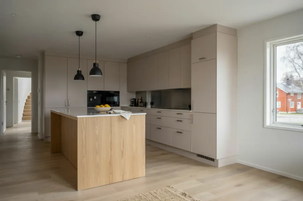 k ksmontering i radhus med k ks och integrerade vitvaror i sickla nacka