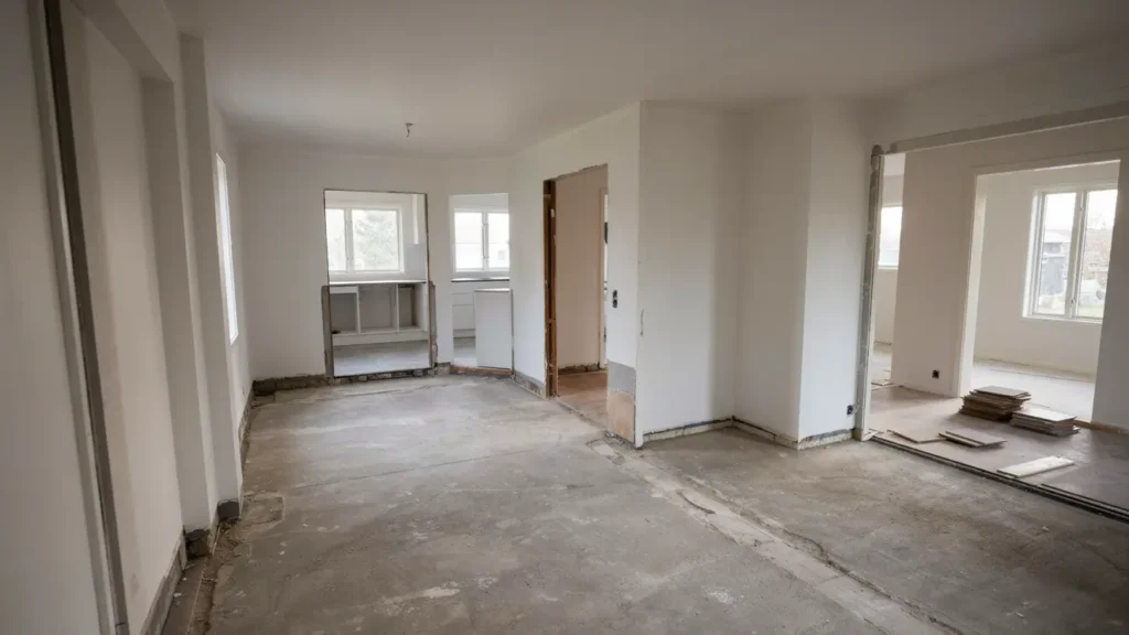sanering och teruppbyggnad av golvkonstruktion i villa i sickla nacka
